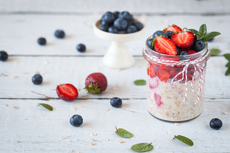 oats in a jar with berries