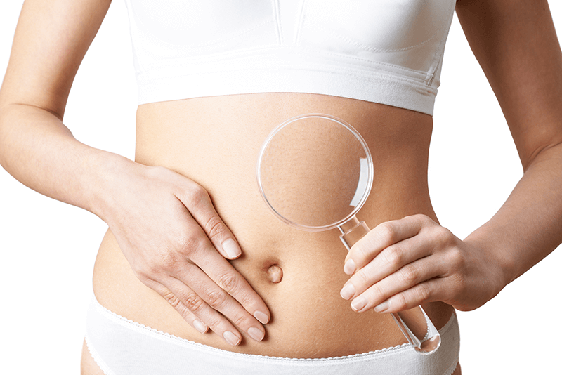 Stomach with magnifying glass