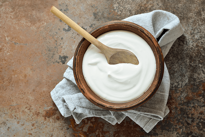 plain yogurt in a bowl