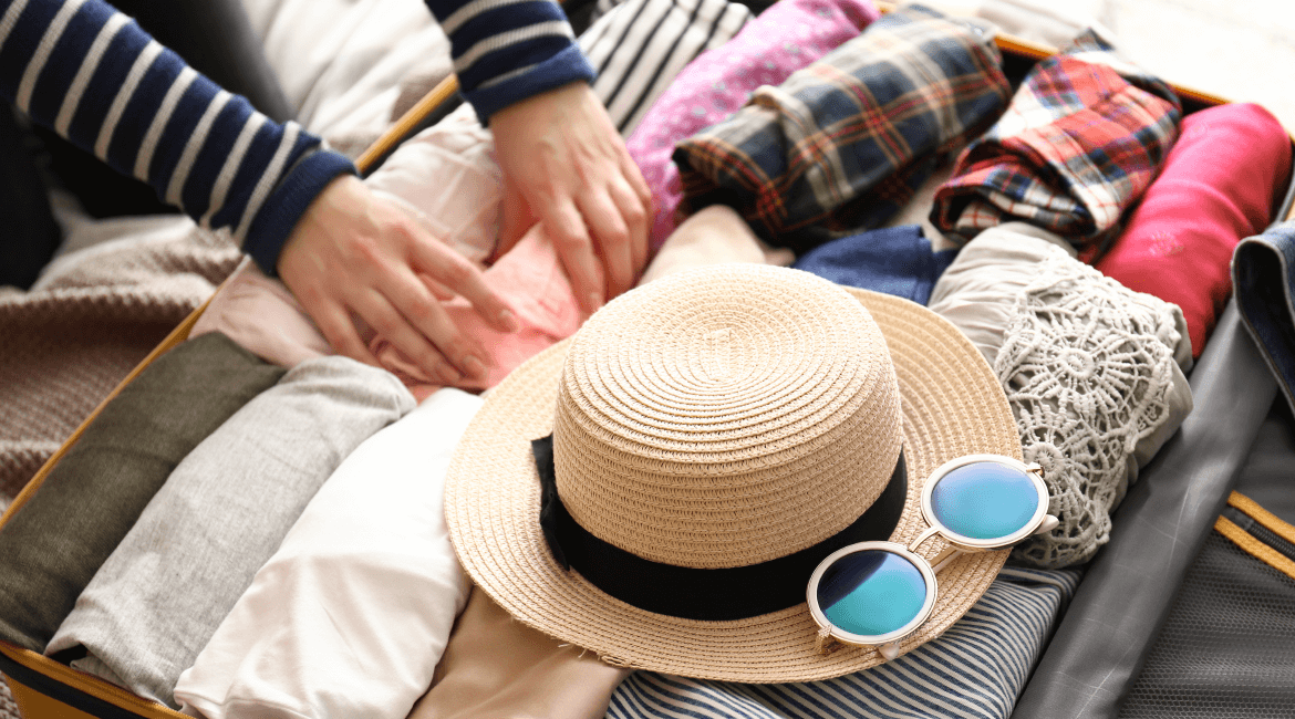 Woman packing luggage